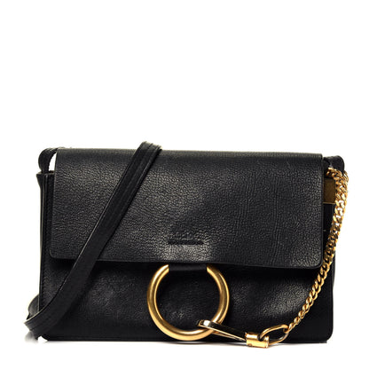 Chloe Suede Calfskin Small Faye Shoulder Bag Black 1 of 9