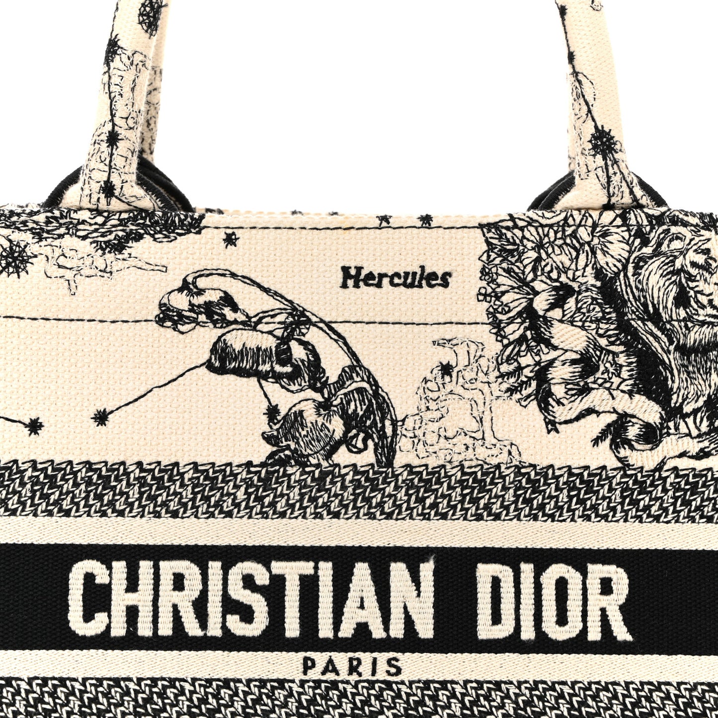 Canvas Embroidered Small Zodiac Toile De Jouy Book Tote Latte