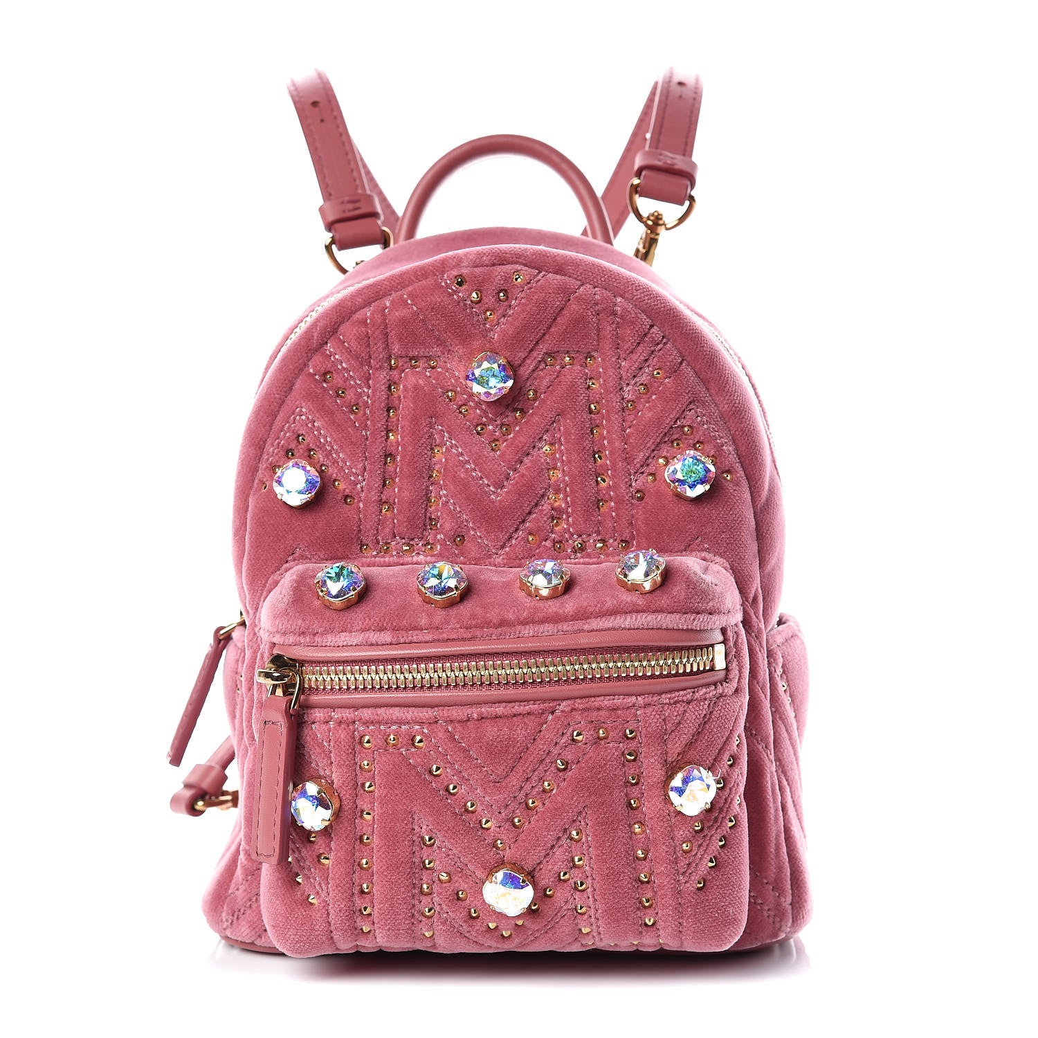 MCM Velvet Swarovski Crystal Bebe Boo Backpack Quartz Pink 1 of 9