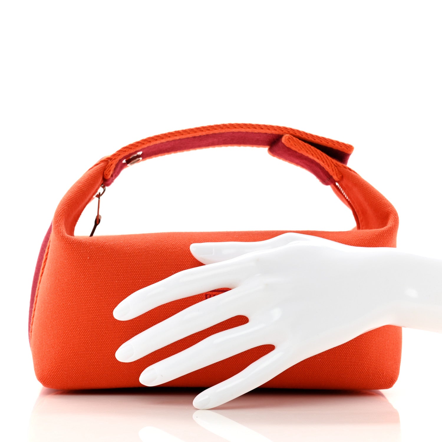 Hermes Canvas Small Bride-A-Brac Pouch Orange Burgundy 2 of 8