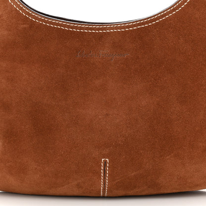 Salvatore Ferragamo Suede Stitched Hobo Brown 7 of 9