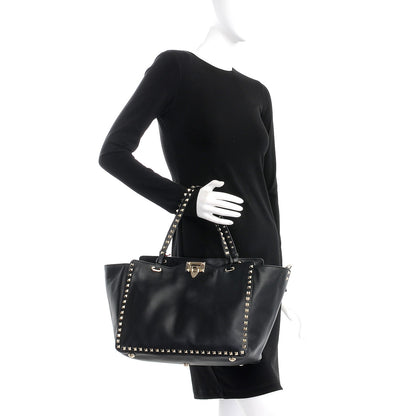 Valentino Garavani Vitello Medium Rockstud Tote Black 3 of 8