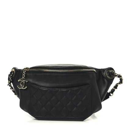 Chanel Lambskin Quilted Waist Bag Fanny Pack Black 1 of 10