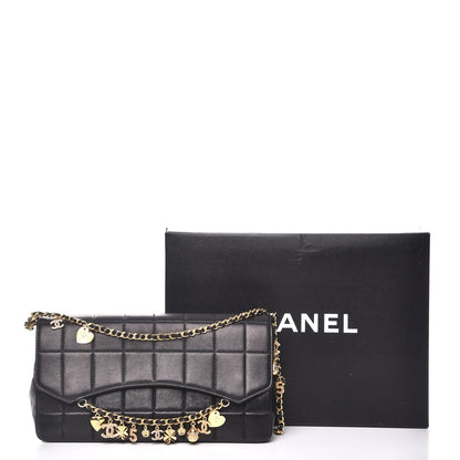 Chanel Lambskin Quilted Crystal Chocolate Bar Charm Flap Black 8 of 8