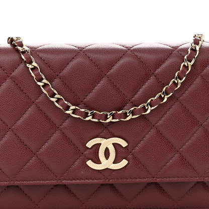 Chanel Caviar Quilted Studded CC Wallet On Chain WOC Burgundy 9 of 12
