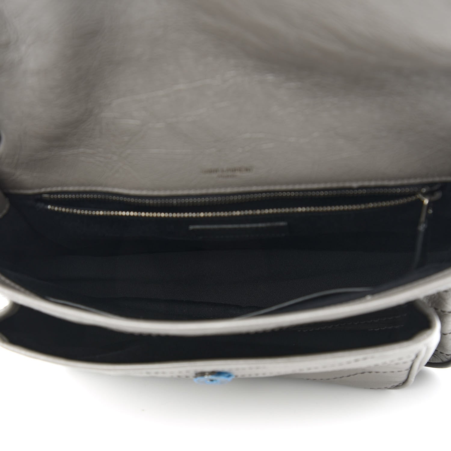 Saint Laurent Crinkled Calfskin Matelasse Monogram Medium Niki Chain Satchel Fog 5 of 10