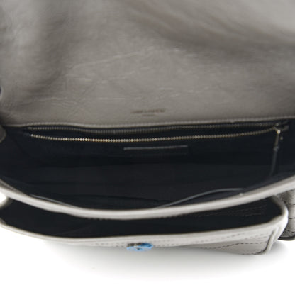 Saint Laurent Crinkled Calfskin Matelasse Monogram Medium Niki Chain Satchel Fog 5 of 10