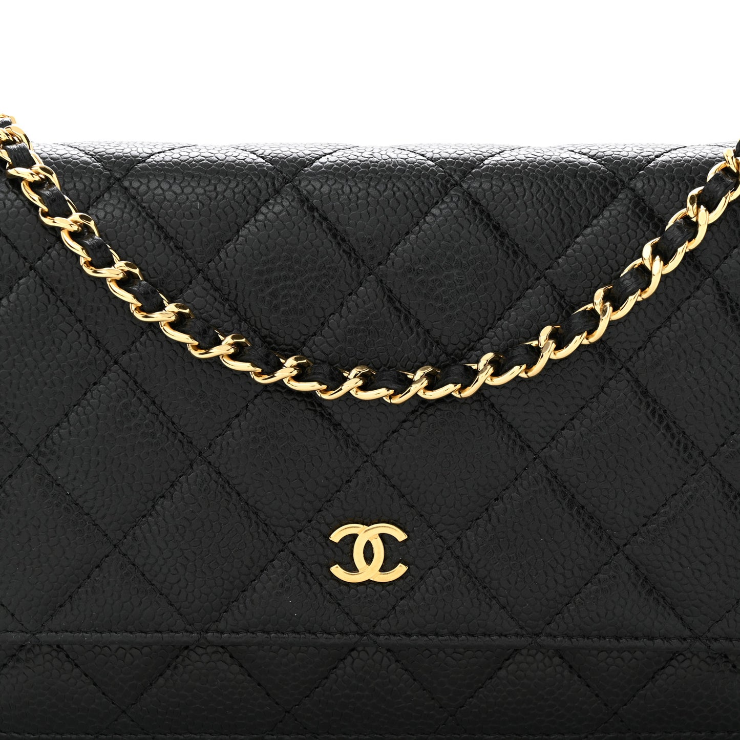 Caviar Quilted Wallet On Chain WOC Black