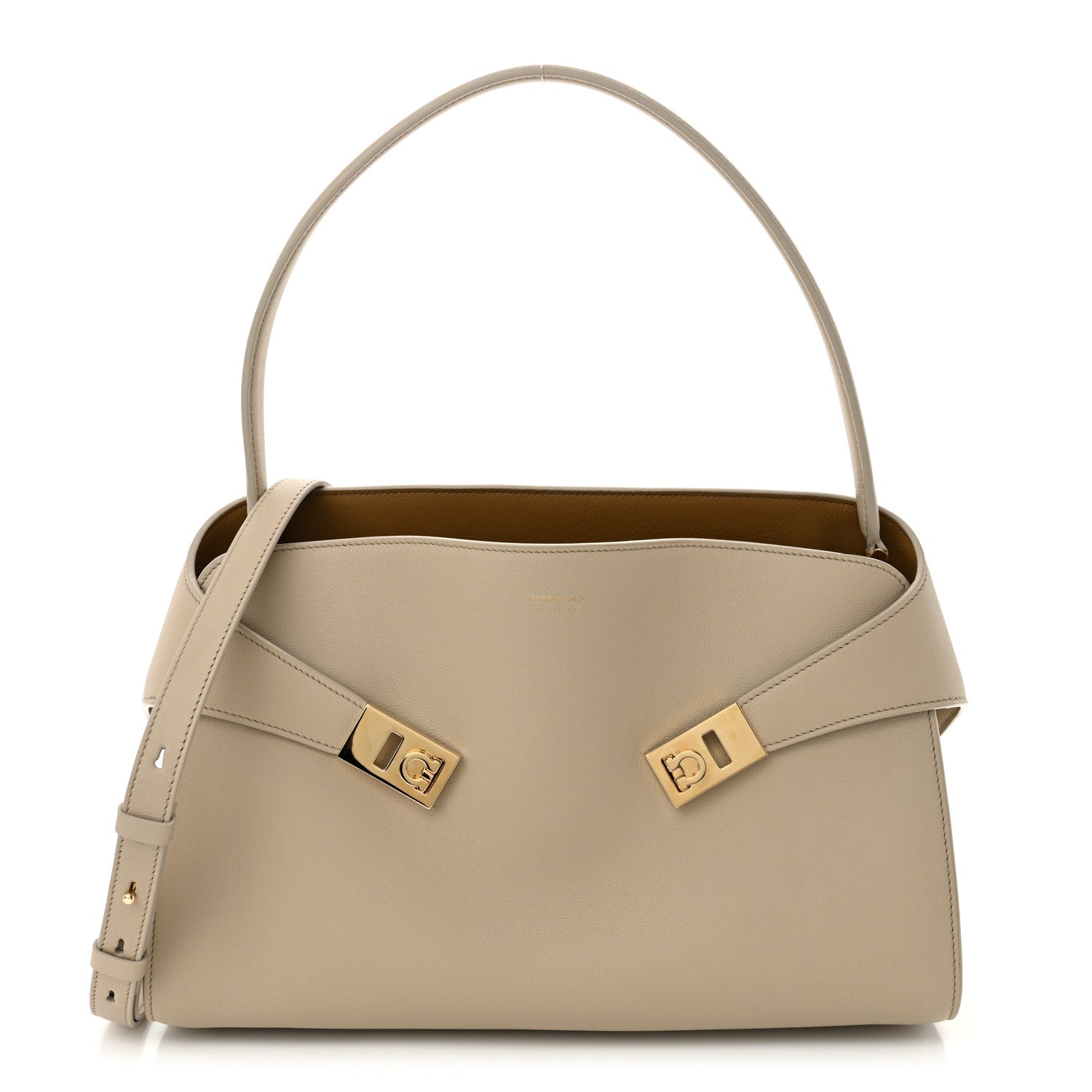 Salvatore Ferragamo Calfskin Medium Hug Bag Stone Burnt Orcher 1 of 10