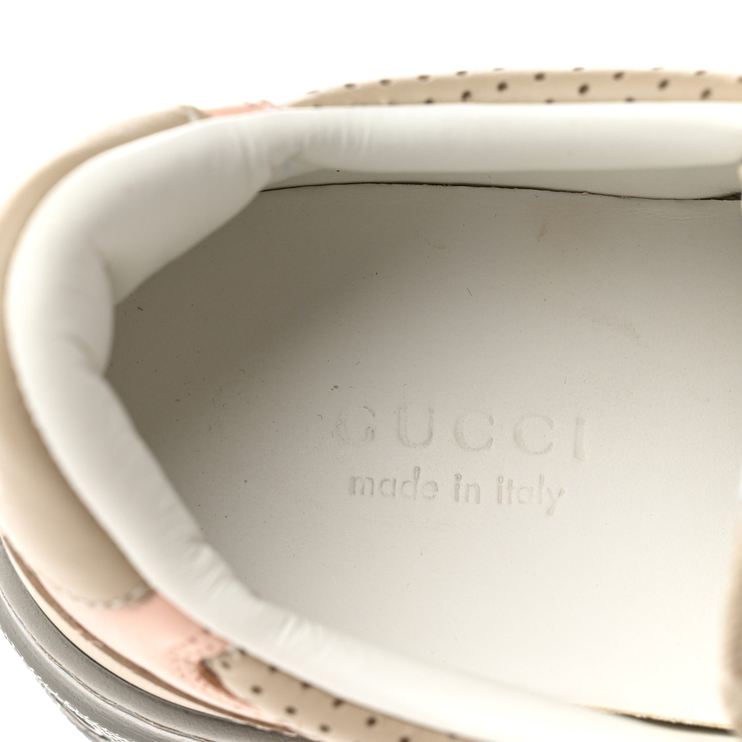Calfskin GG Supreme Monogram Perforated Womens Platform 55mm Sneakers 36.5 Apricot Pink Beige Grey