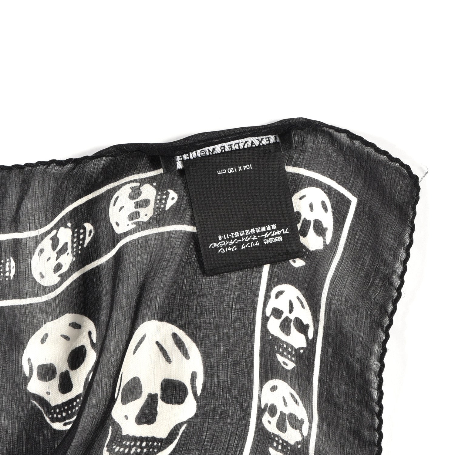 Alexander McQueen Silk Chiffon Skull Scarf Black Ivory 3 of 3