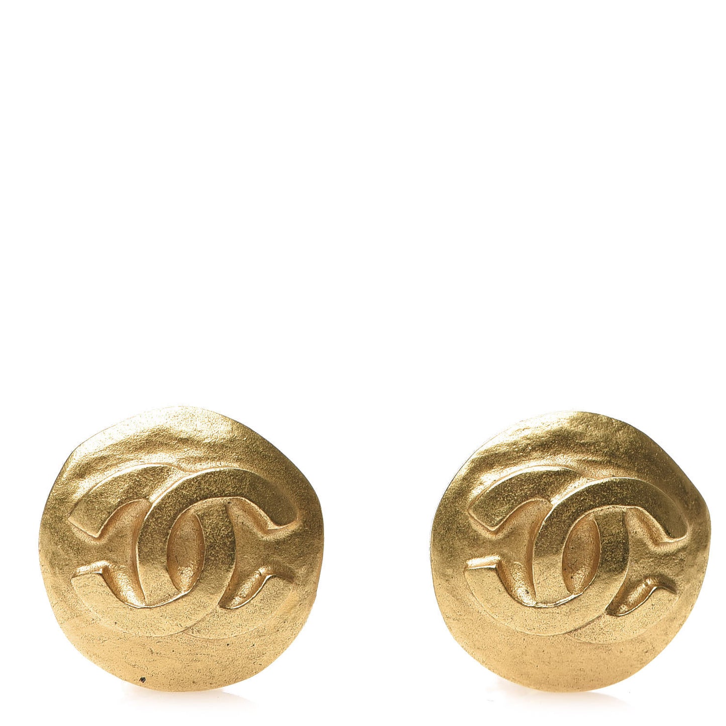 CC Button Clip On Earrings Gold