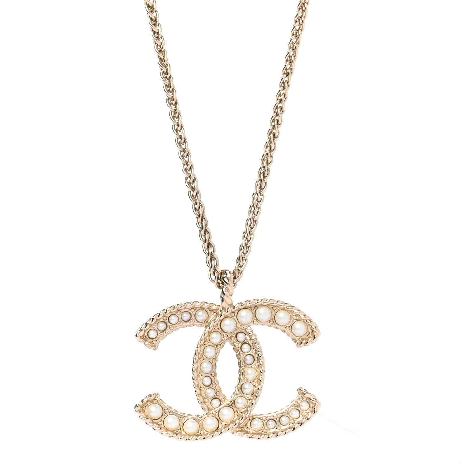 Chanel Pearl CC Pendant Necklace Gold 4 of 7
