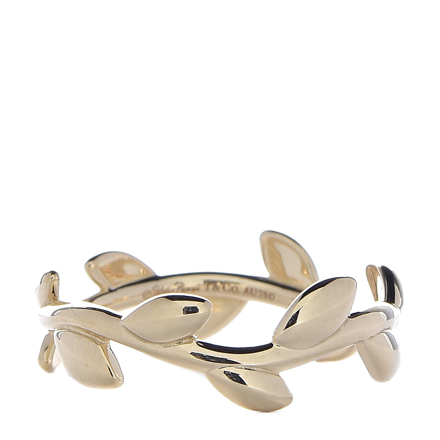 Tiffany 18K Yellow Gold Narrow Paloma Picasso Olive Leaf Band Ring 49 5 1 of 4