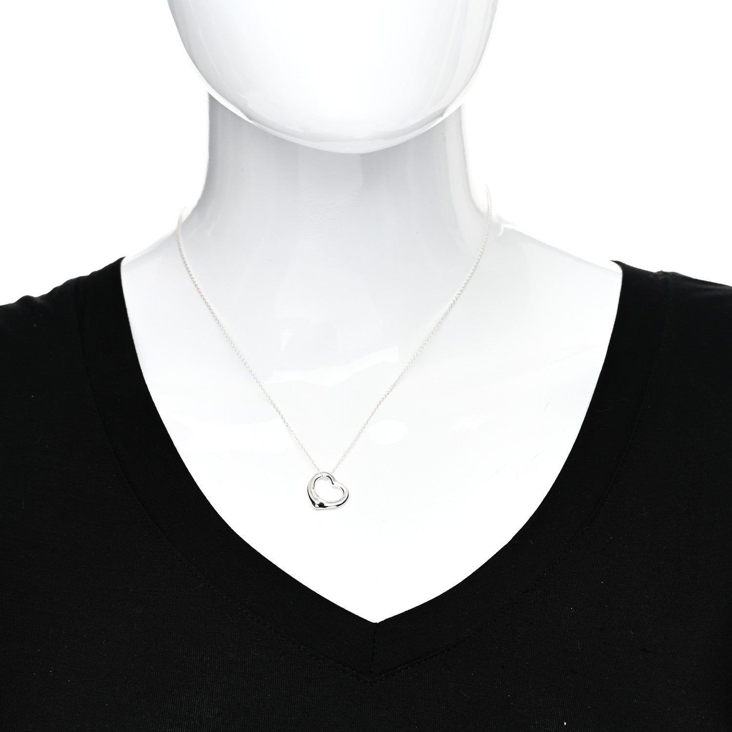 Tiffany Sterling Silver 16mm Elsa Peretti Open Heart Pendant Necklace 2 of 6