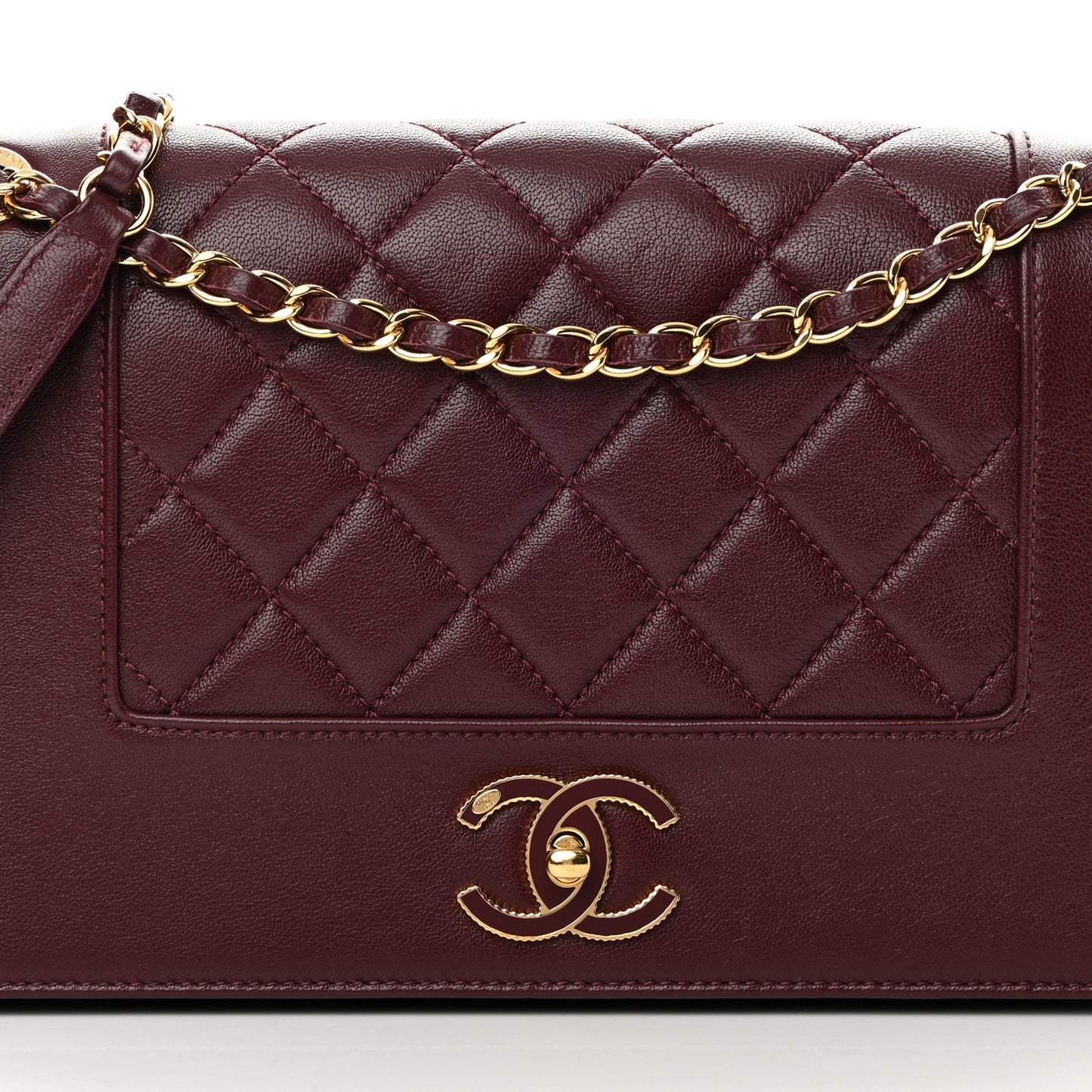Sheepskin Quilted Vintage Mademoiselle Flap Dark Red