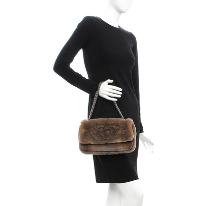 Chanel Rabbit Fur CC Flap Bag Brown 2 of 7