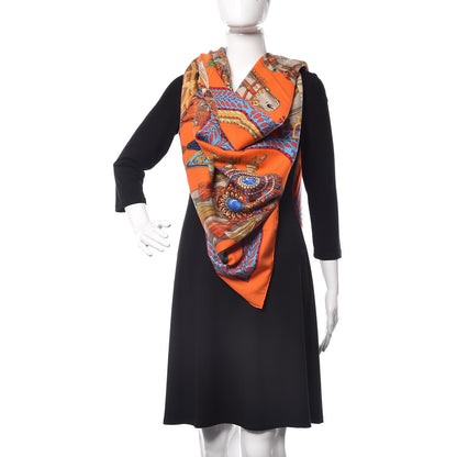 Hermes Cashmere Silk La Danse Du Cheval Marwari Shawl 140 2 of 5