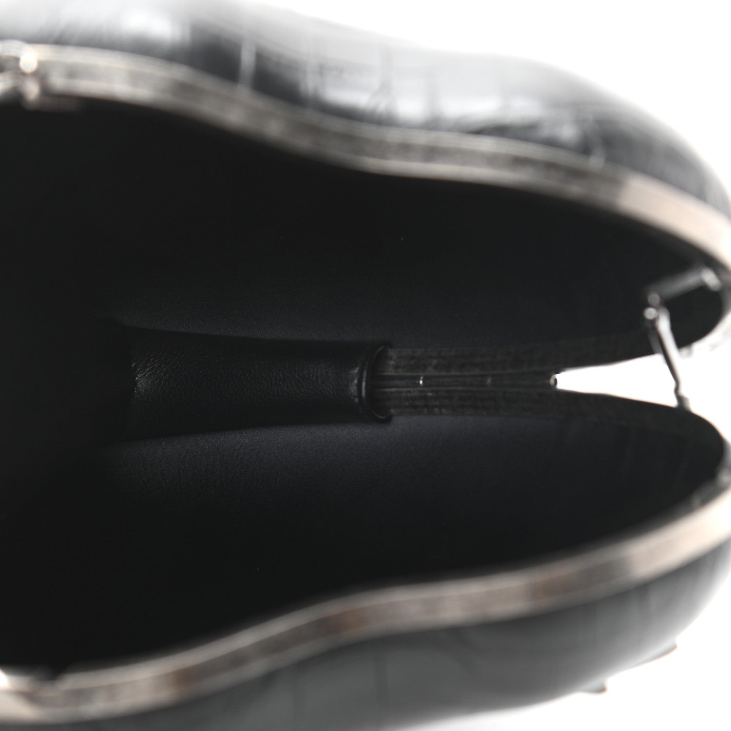 Saint Laurent Calfskin Crocodile Embossed Monogram Love Box Bag Black 5 of 10
