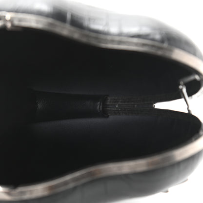 Saint Laurent Calfskin Crocodile Embossed Monogram Love Box Bag Black 5 of 10