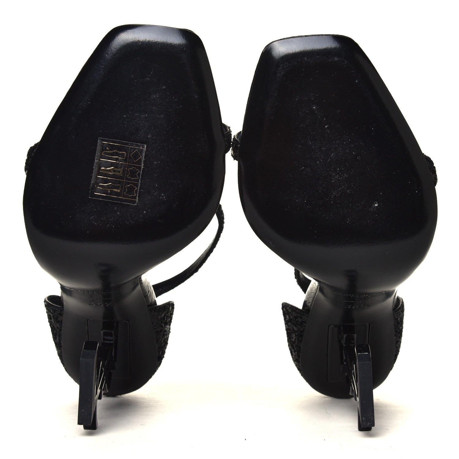 Saint Laurent Glitter Opyum Sandals 36.5 Black 6 of 6