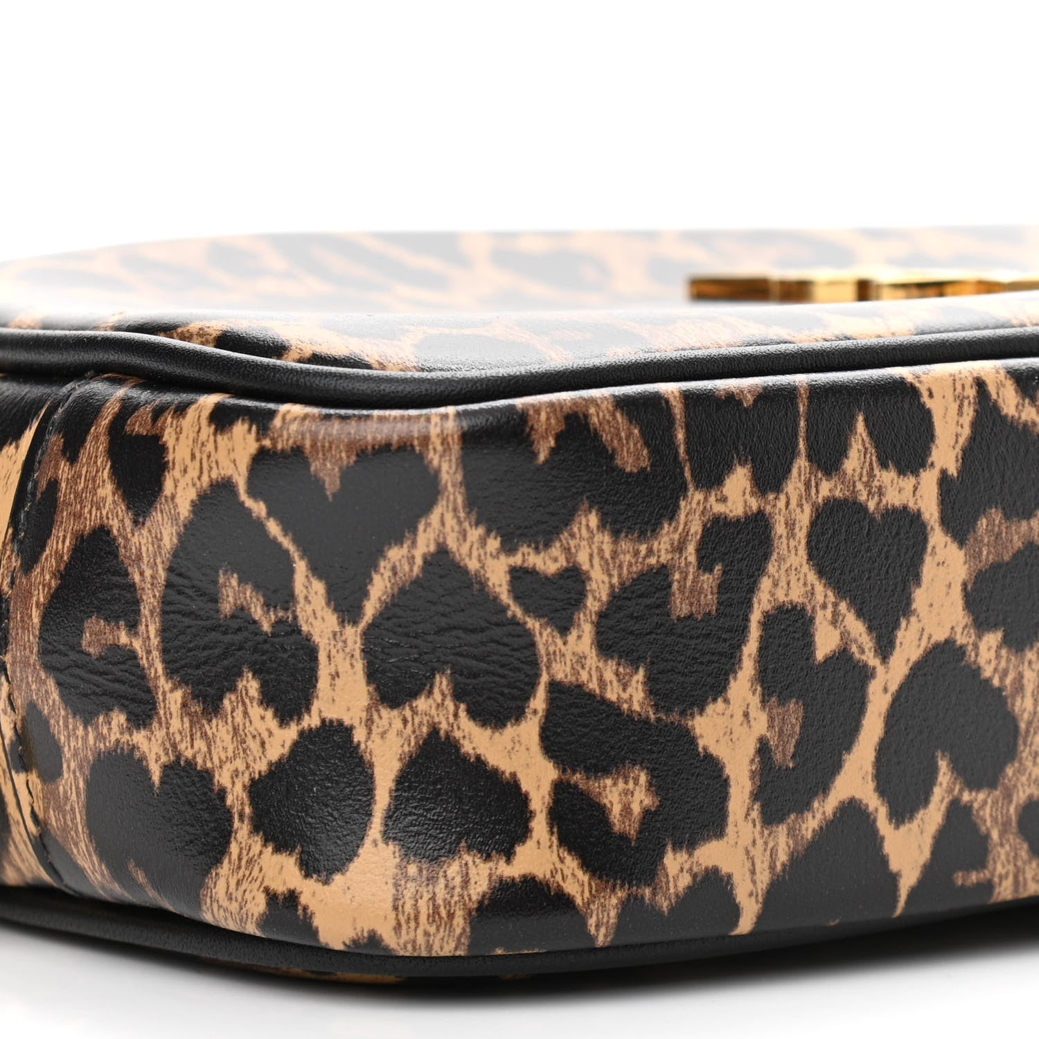 Saint Laurent Calfskin Heart Leopard Print Monogram Mini Lou Camera Bag Toffee 8 of 9