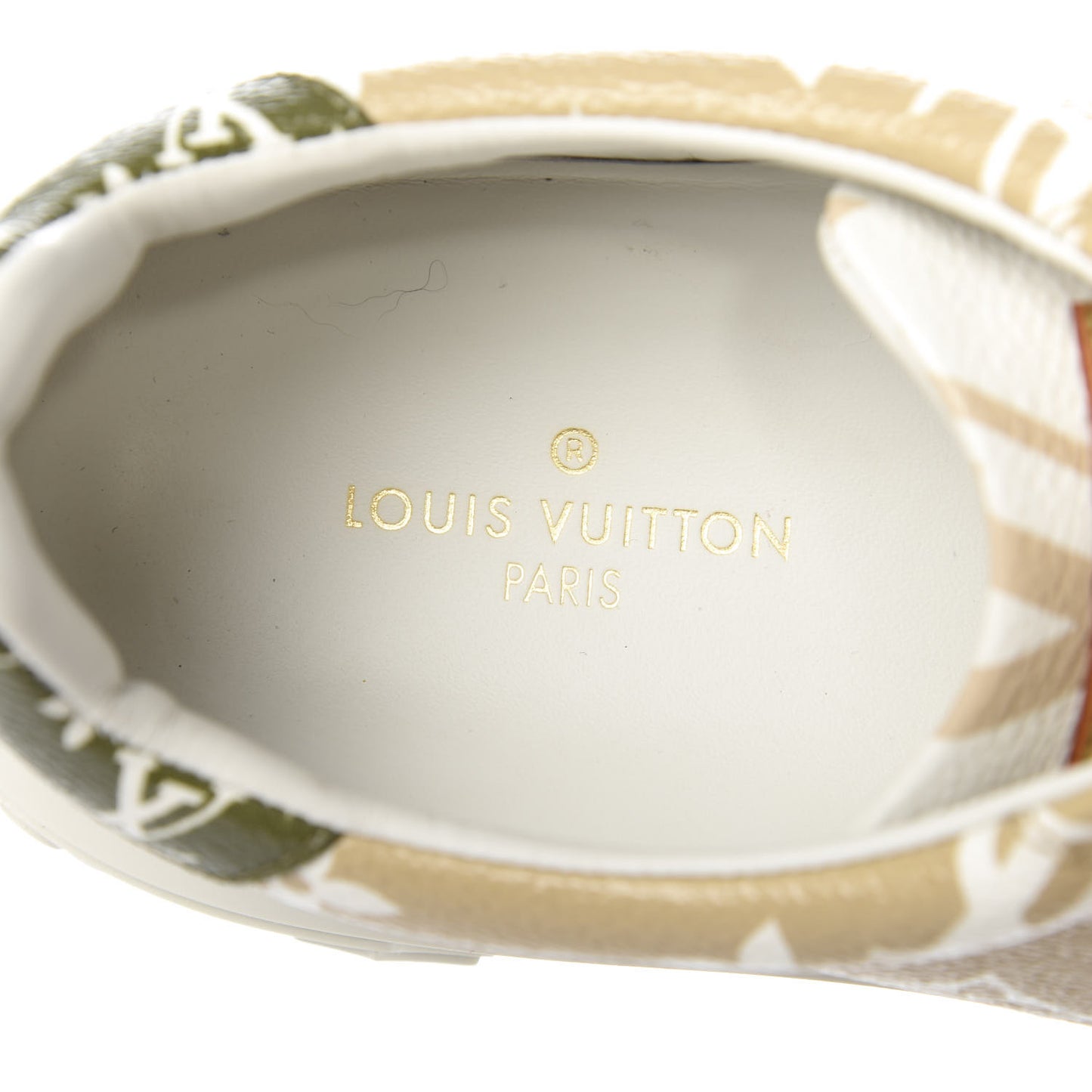 Monogram Giant Time Out Sneakers 41 Kaki White Beige