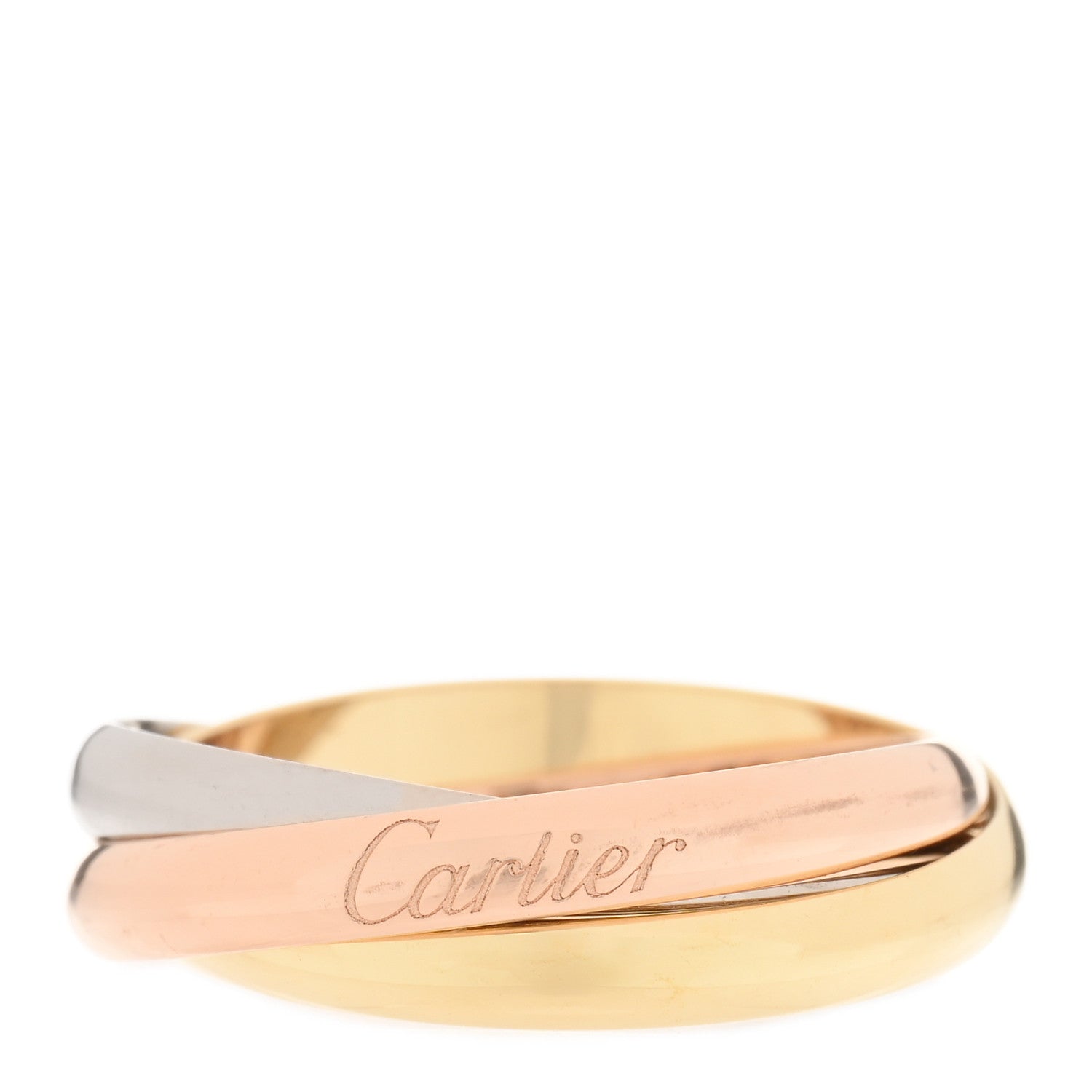 Cartier 18K Pink Yellow White Gold Small Trinity Ring 58 8.25 1 of 5