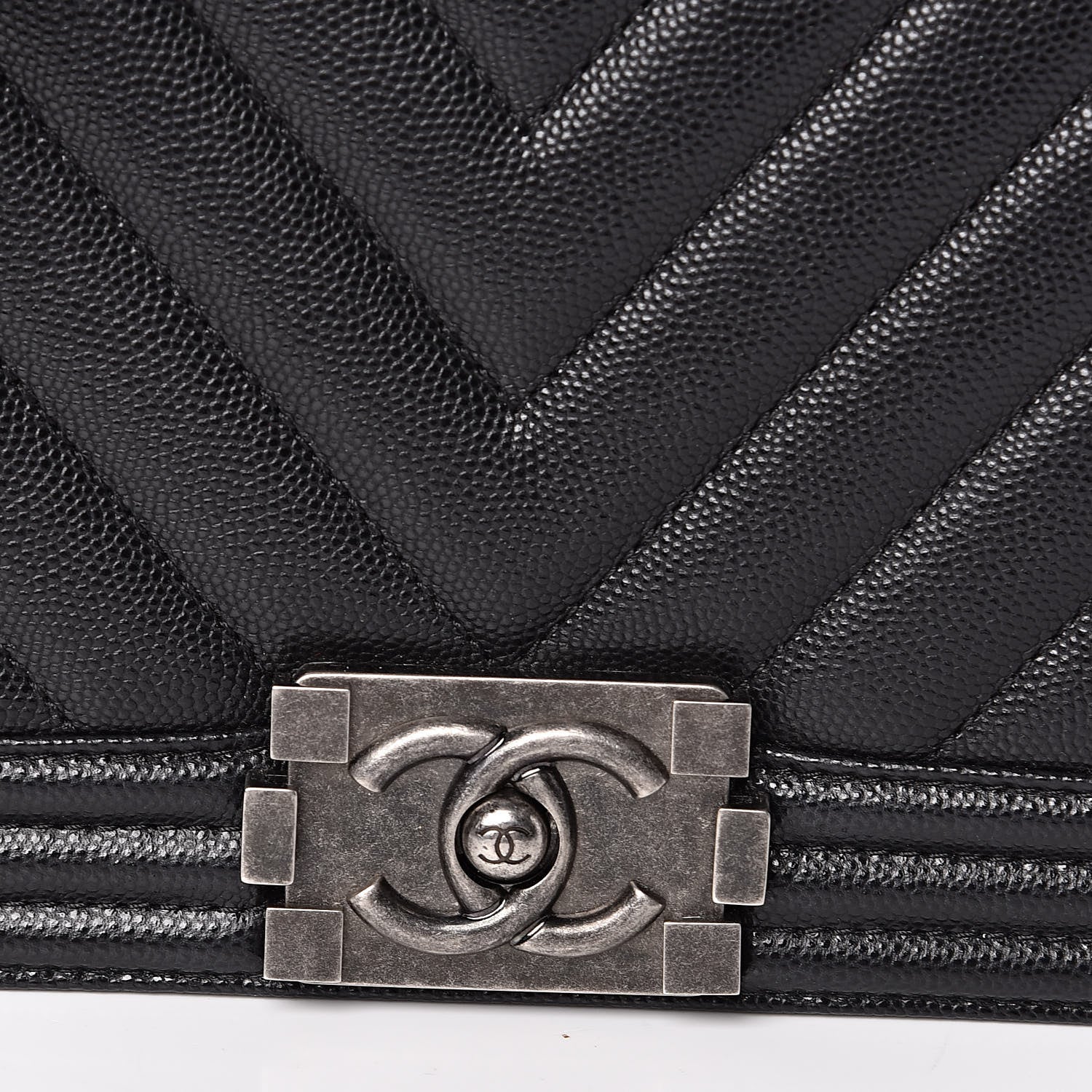 Chanel Caviar Chevron Quilted New Medium Boy Flap Black 10 of 11