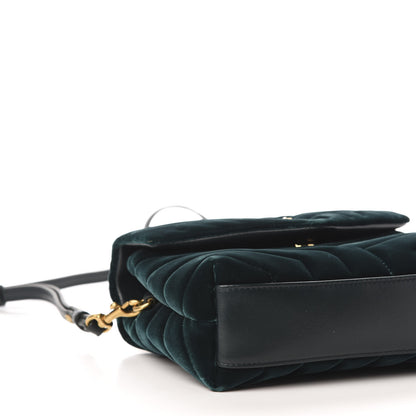 Saint Laurent Velvet Y Quilted Monogram Toy Loulou Chain Satchel Malachite 9 of 13