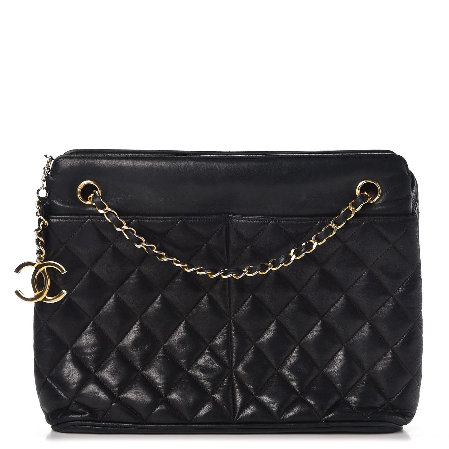 Lambskin Quilted Shoulder Bag Black