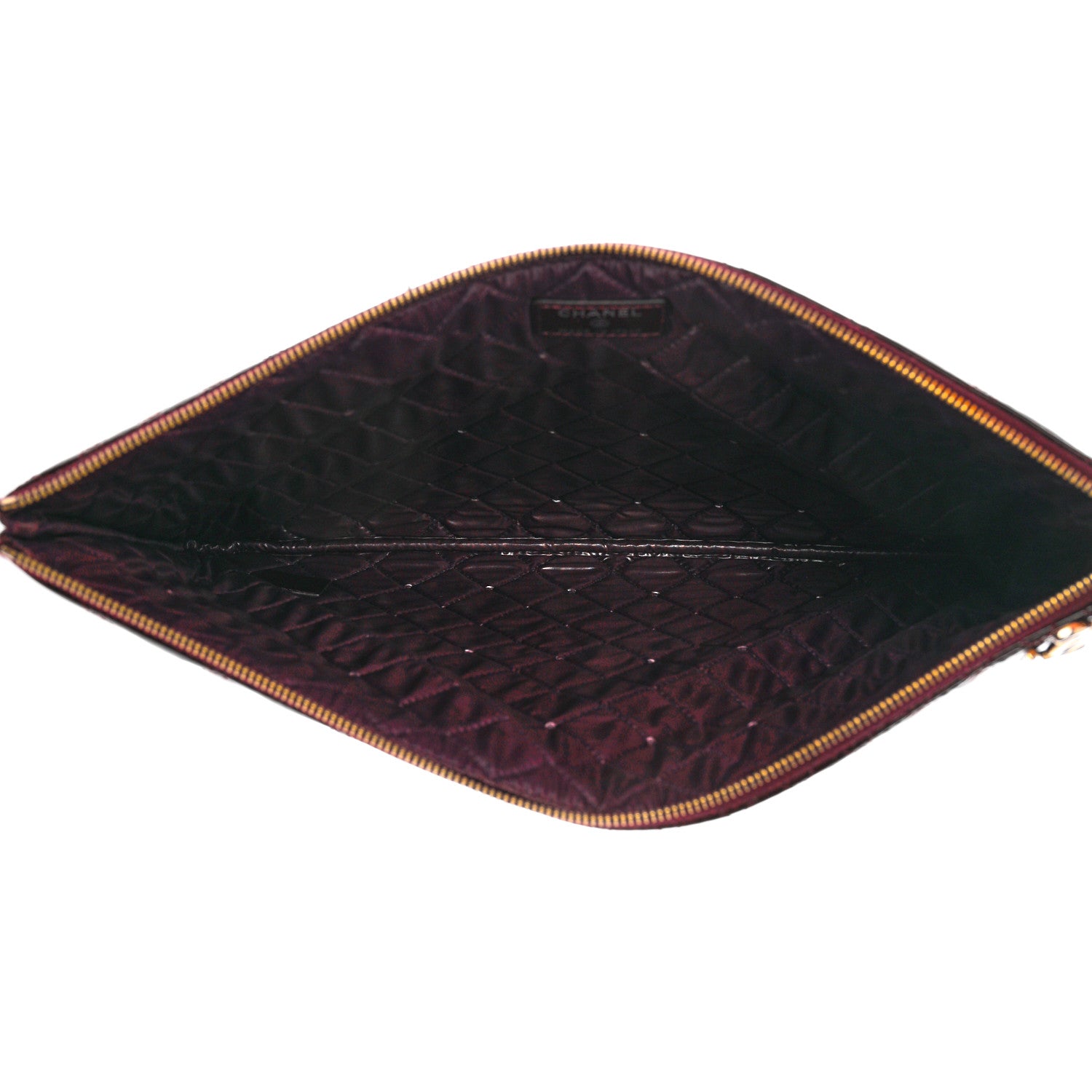 Chanel Patent Bi-Quilted Large Cosmetic Case Dark Red 4 of 8