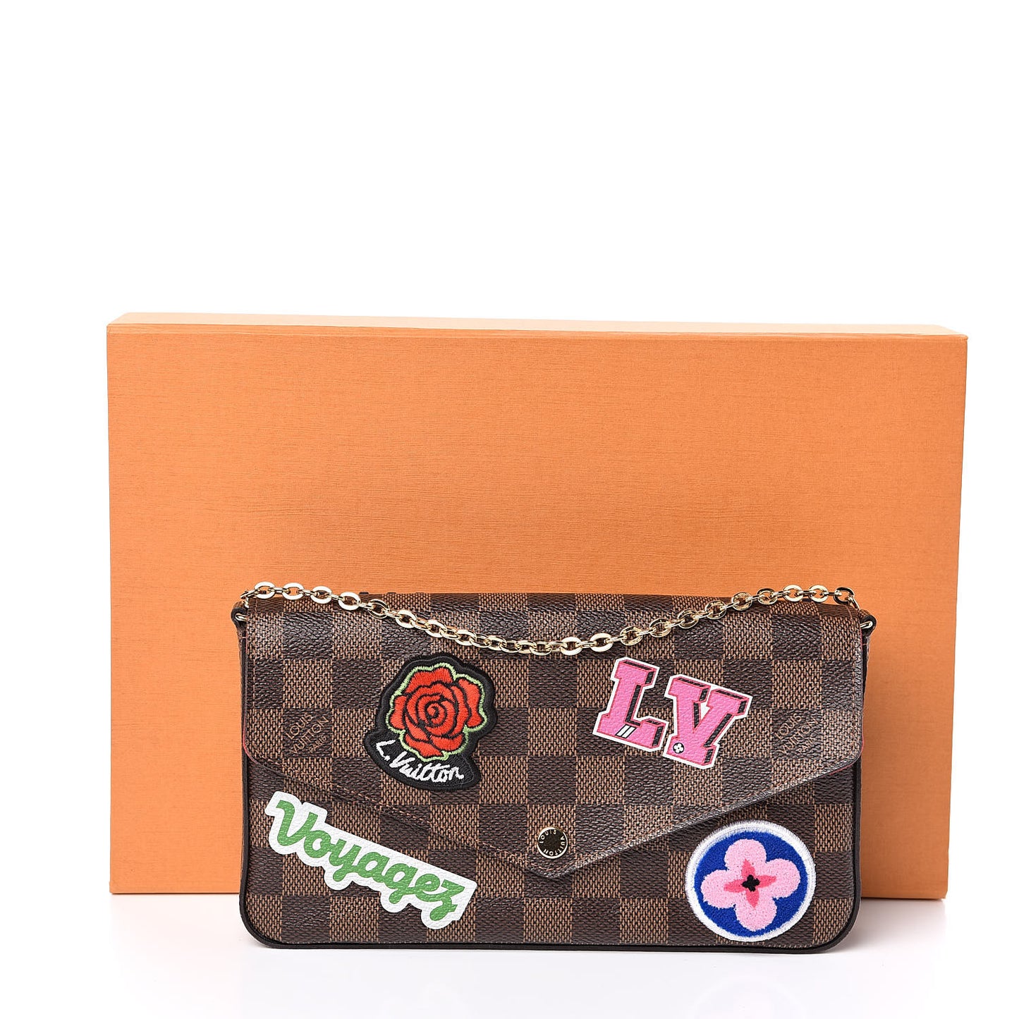 Damier Ebene LV Stories Pochette Felicie Chain Wallet