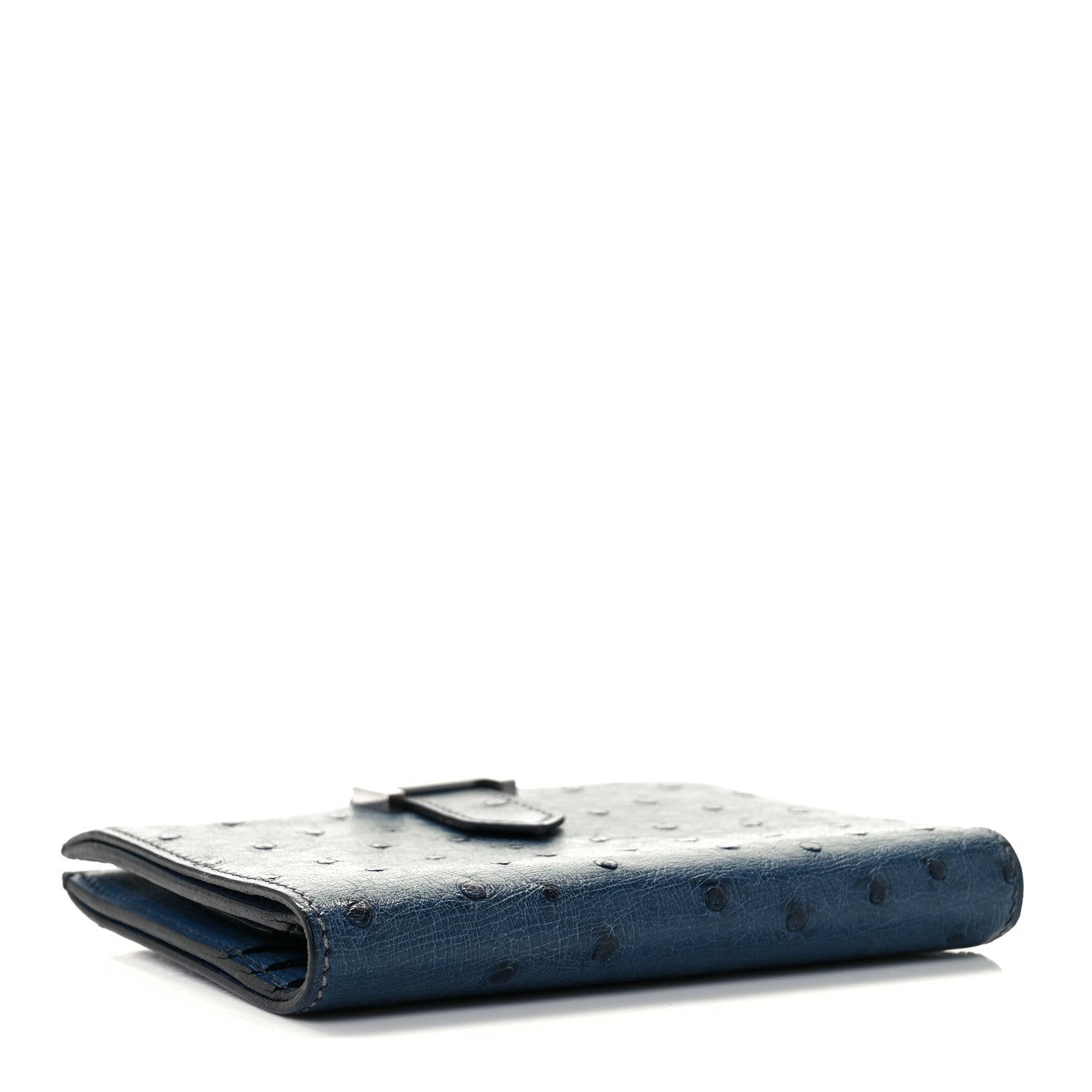 Hermes Ostrich Bearn Compact Wallet Bleu Roi 4 of 8