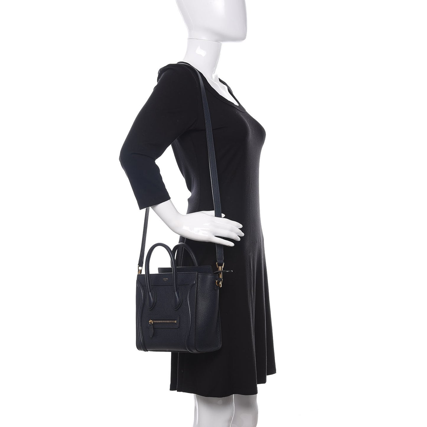 Drummed Calfskin Nano Luggage Navy Blue