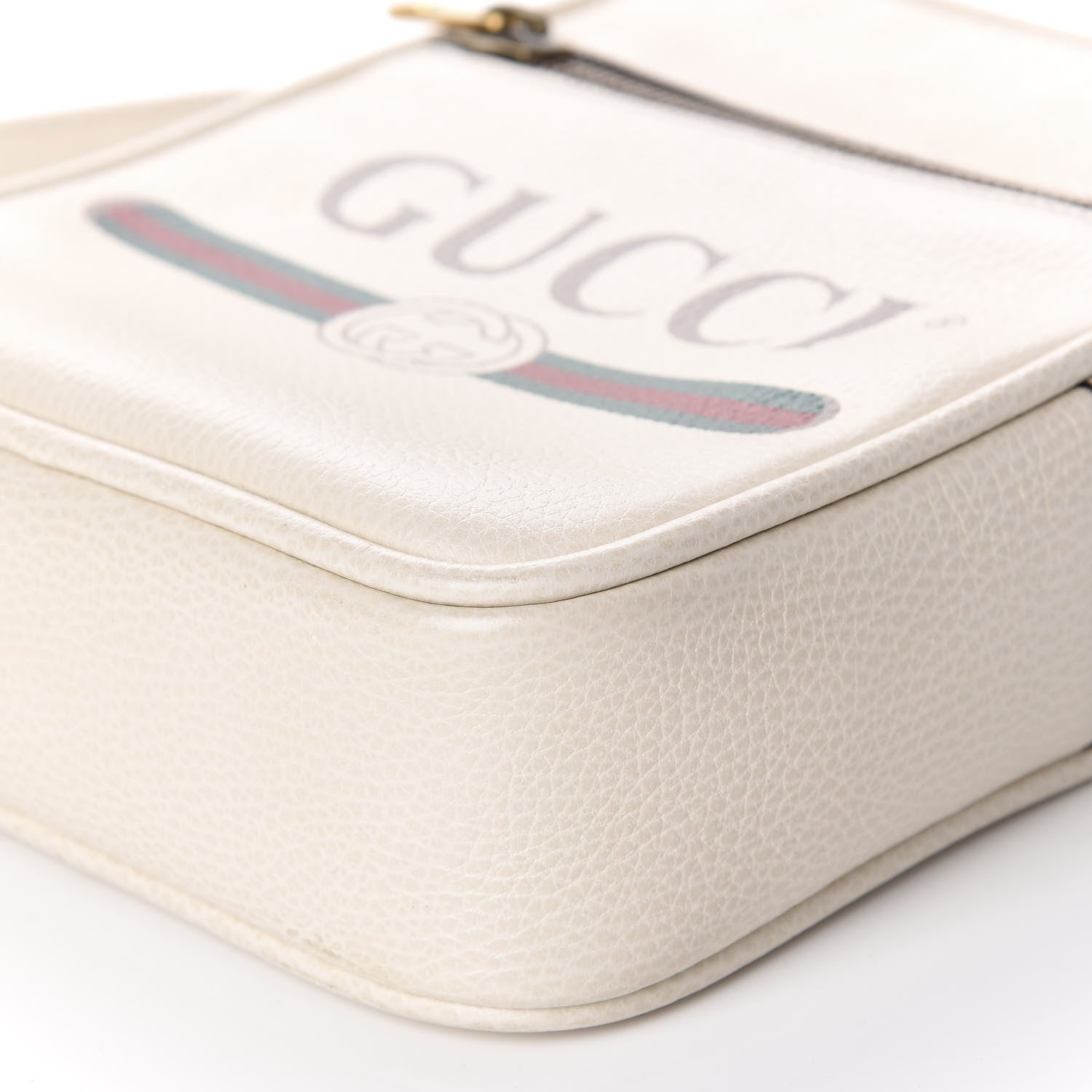 Gucci Grained Calfskin Logo Messenger Bag White 7 of 12