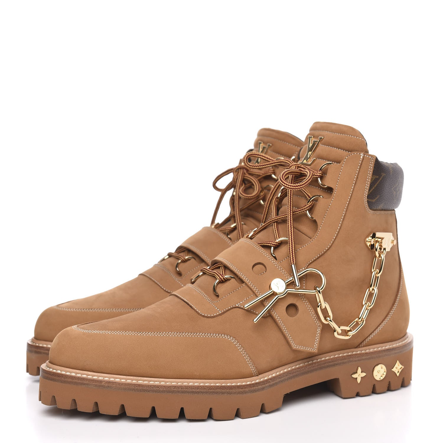 Louis Vuitton Suede Calfskin Monogram Mens Creeper Ankle Boots 9 Beige 3 of 7