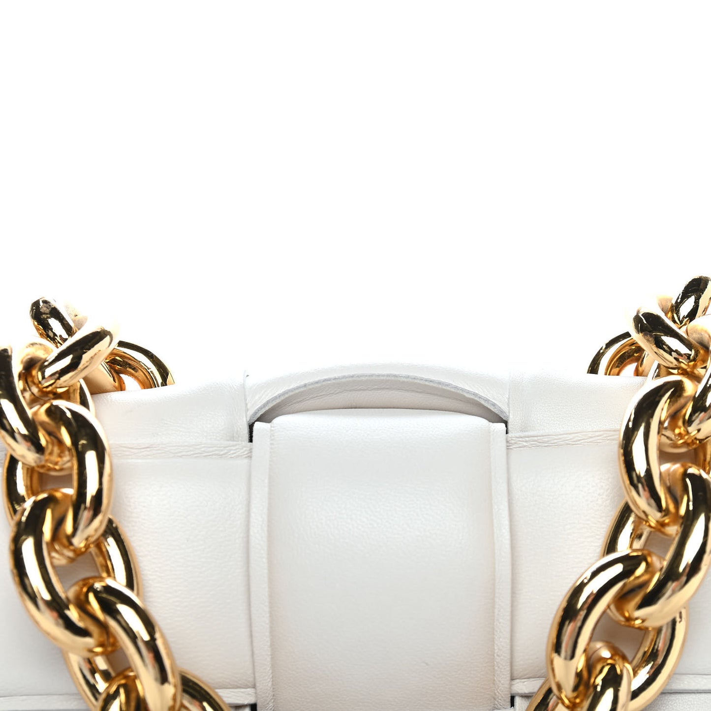 Lambskin Maxi Intreccio Padded Chain Cassette Crossbody Bag White