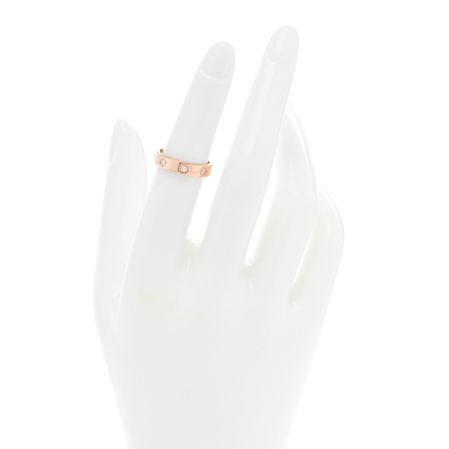 18K Pink Gold 8 Diamond 4mm LOVE Wedding Band Ring 51 5.75