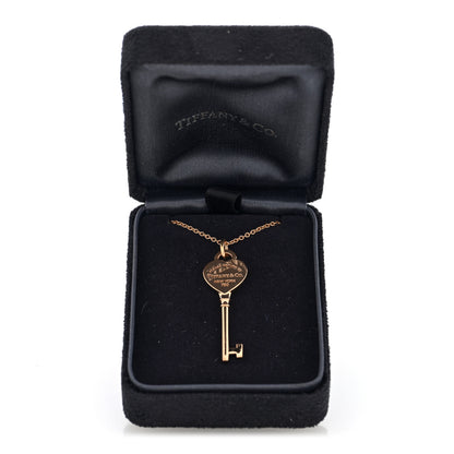 Tiffany 18K Rose Gold Return To Tiffany Heart Key Pendant Necklace 6 of 6