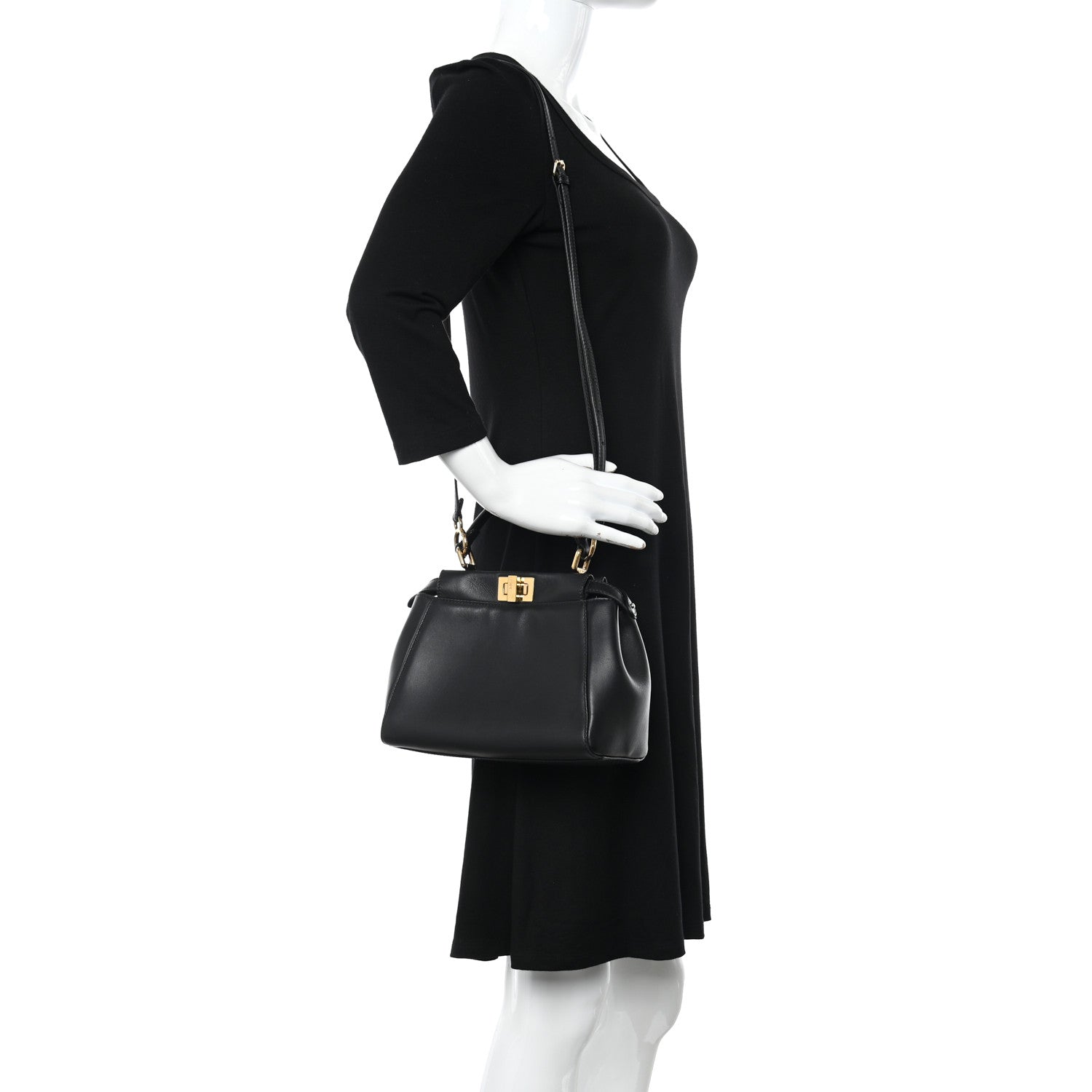 Fendi Nappa Mini Peekaboo Iconic Satchel Black 2 of 11