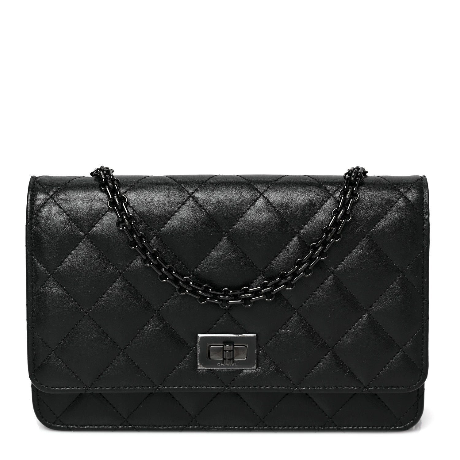 Chanel Aged Calfskin Quilted Reissue Wallet On Chain WOC So Black 1 of 9