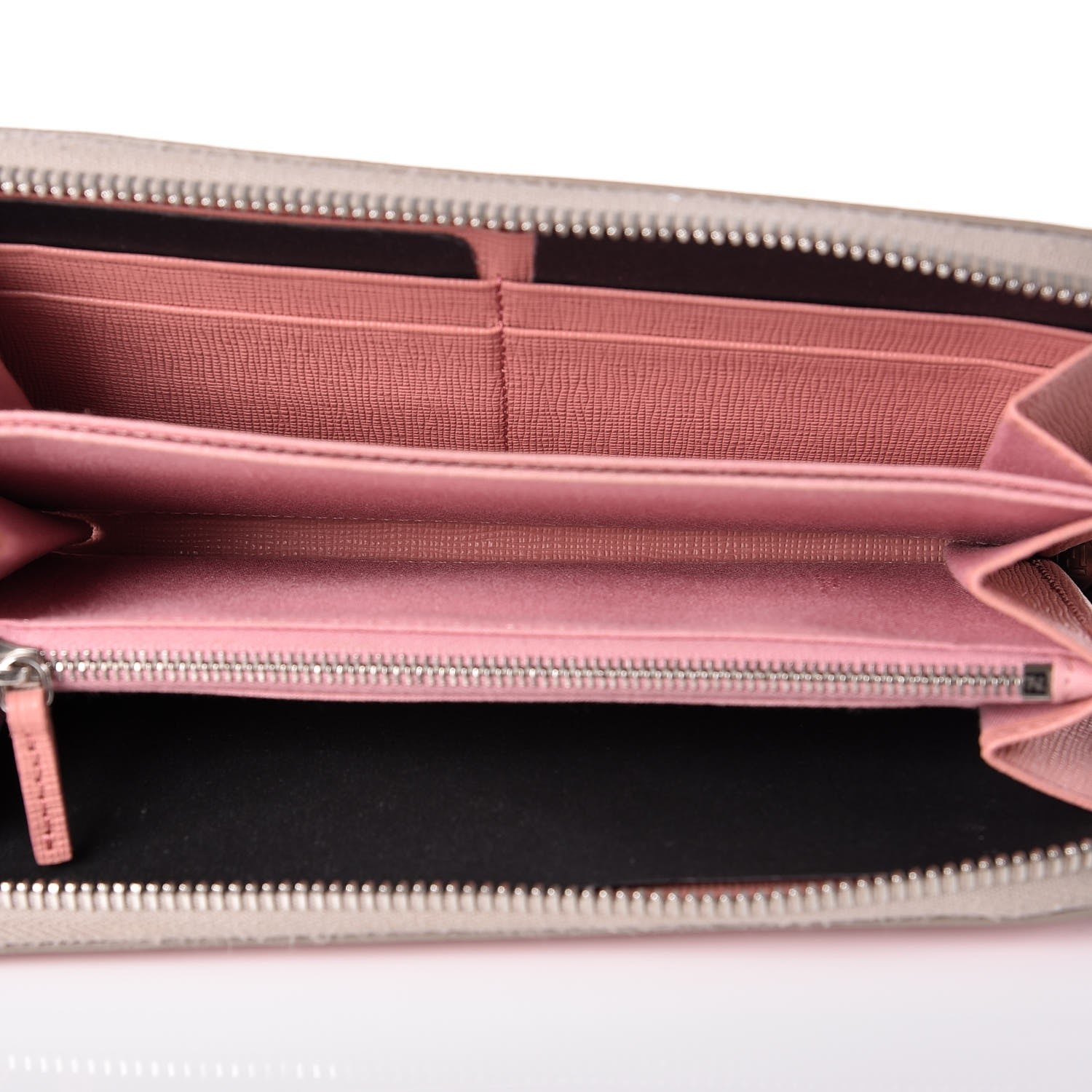 Fendi Vitello Elite Crystal Eye Monster Zip Around Wallet Grigio Polvere Ribes Multicolor 5 of 7