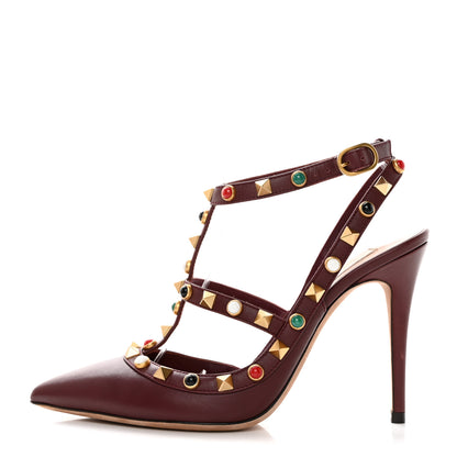 Valentino Garavani Nappa Rockstud Rolling Ankle Strap 100mm Pumps 35.5 Rubin 1 of 8