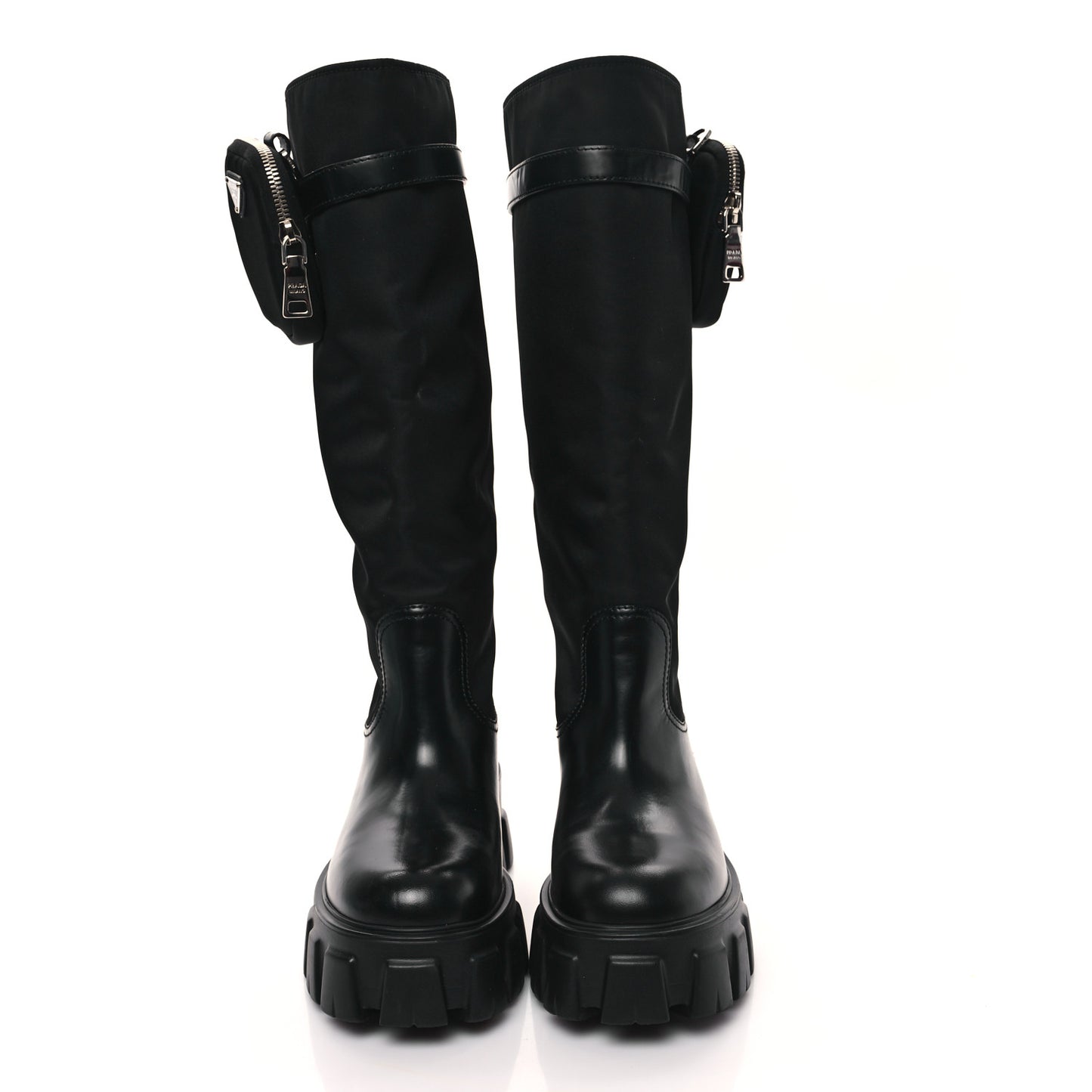 Spazzolato Rois Re-Nylon Metal Triangle Logo Monolith Pouch Pocket 55mm Tall Boots 38 Black