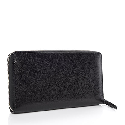 Balenciaga Agneau Classic Silver Hardware Continental Zip Around Wallet Black 3 of 8