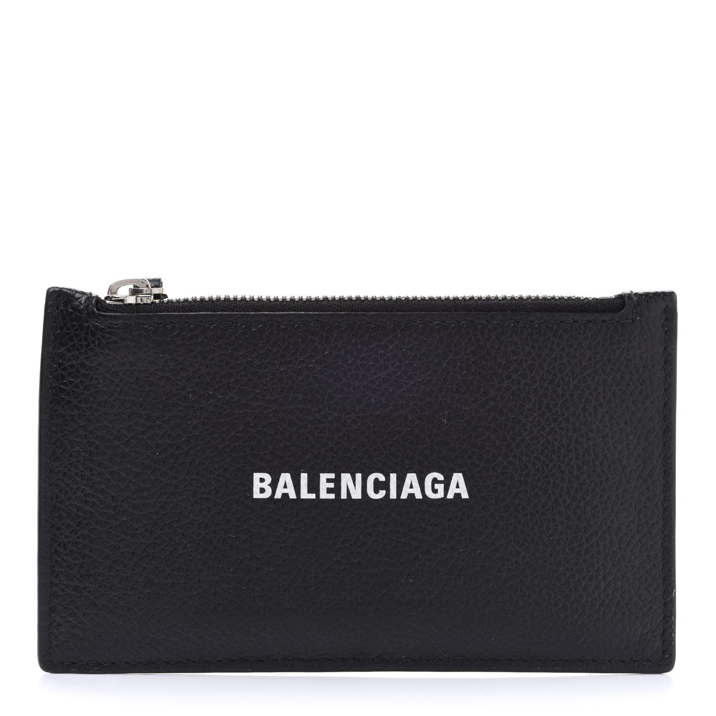 Grained Calfskin Logo Cash Long Coin Card Holder Black White