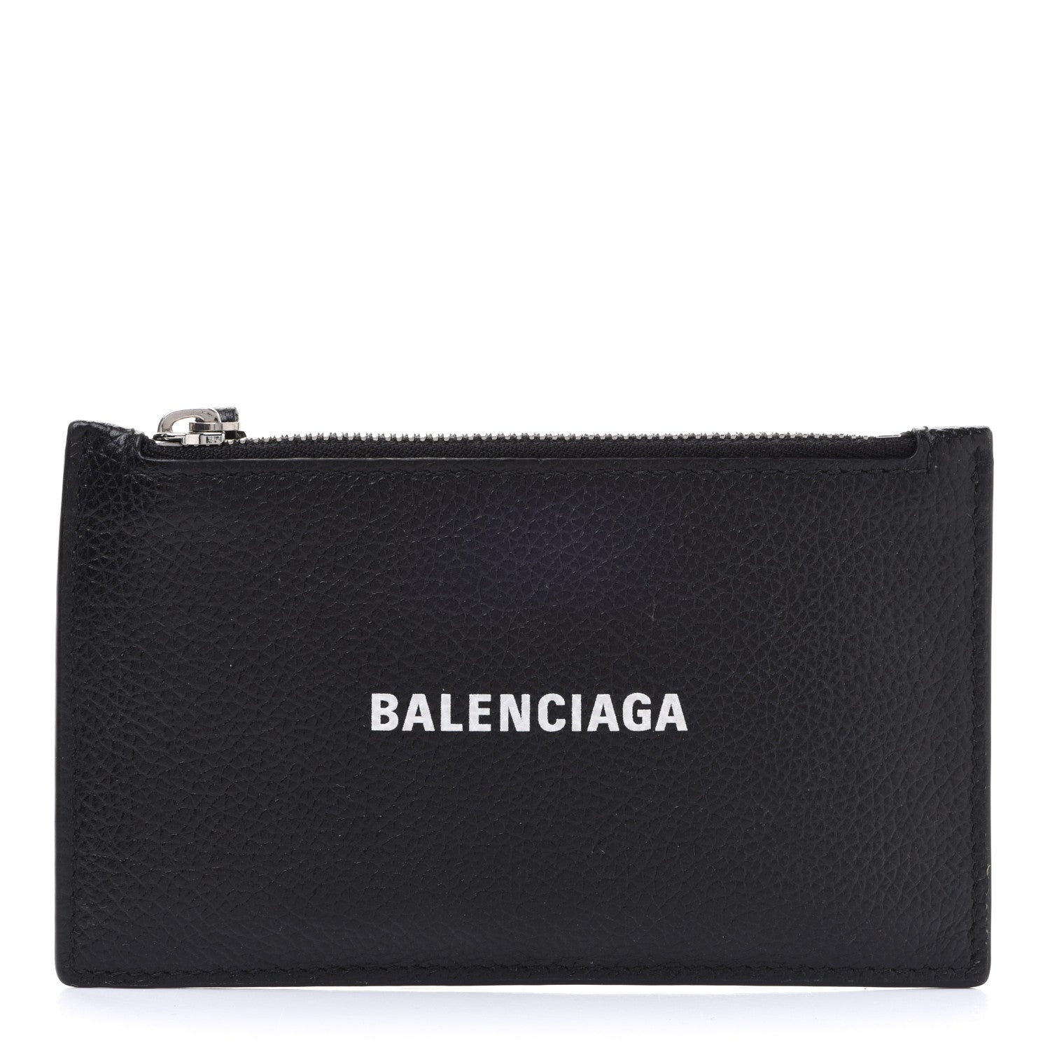 Balenciaga Grained Calfskin Logo Cash Long Coin Card Holder Black White 1 of 8