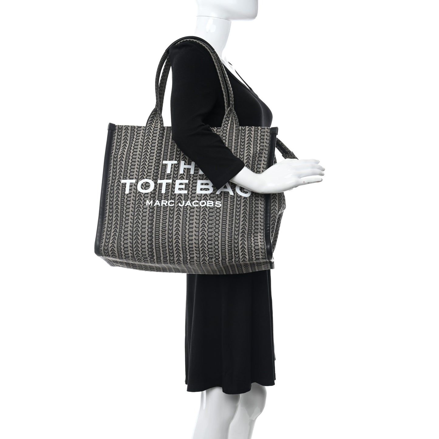Cotton Jacquard Monogram Large The Traveler Tote Bag Beige Multicolor