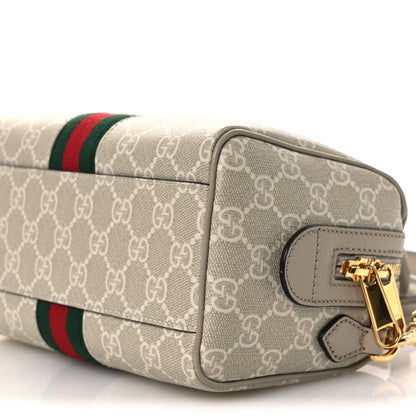 Gucci GG Supreme Monogram Textured Dollar Calfskin Web Ophidia Mini Top Handle Bag Beige Mystic White Oatmeal 10 of 11
